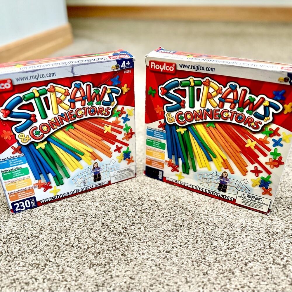 Roylco Straws & Connectors Building Set, 2 Sets, STEM Toy